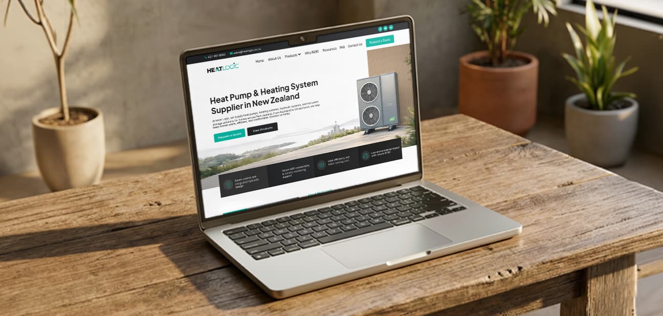Heatlogic website on a laptop