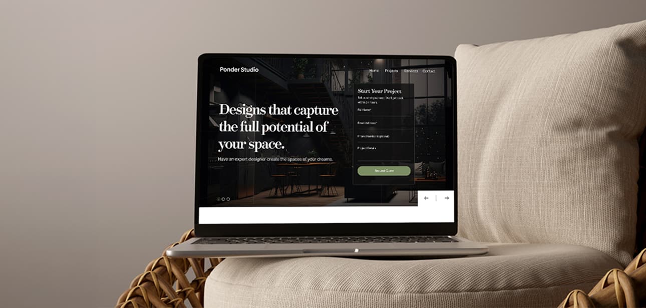 Ponder Studio website on a laptop