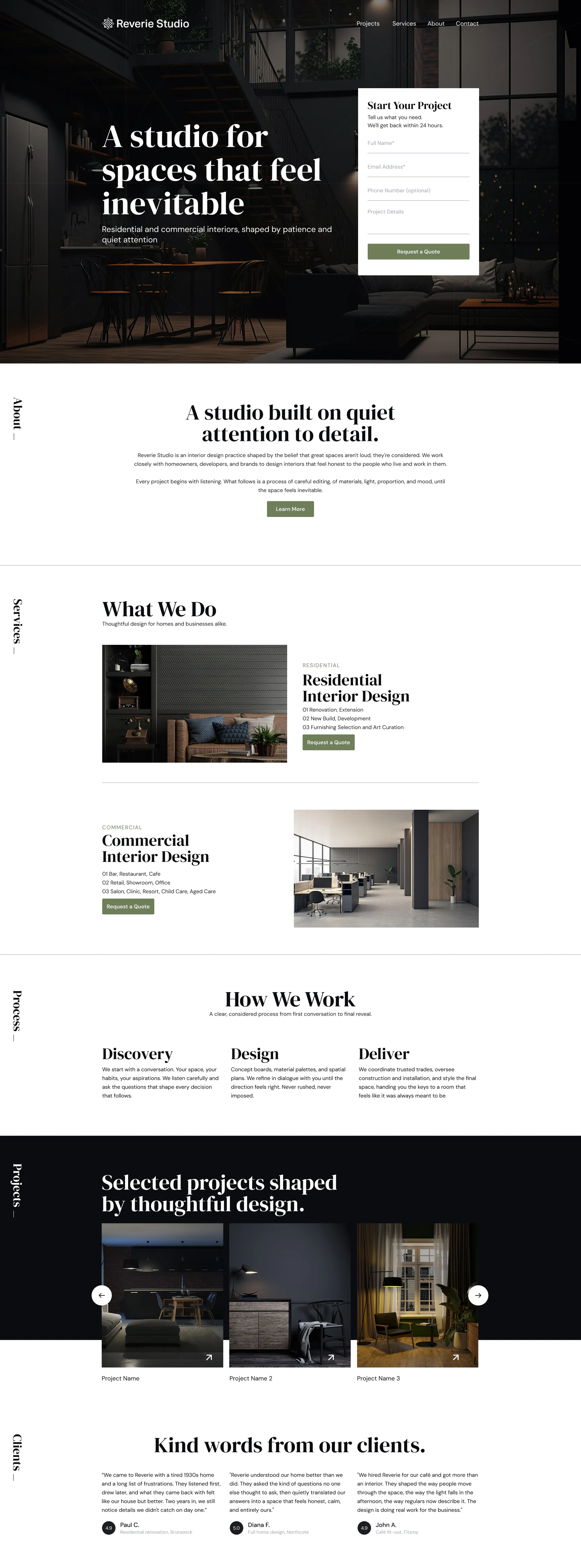 Reverie Studio — portfolio view